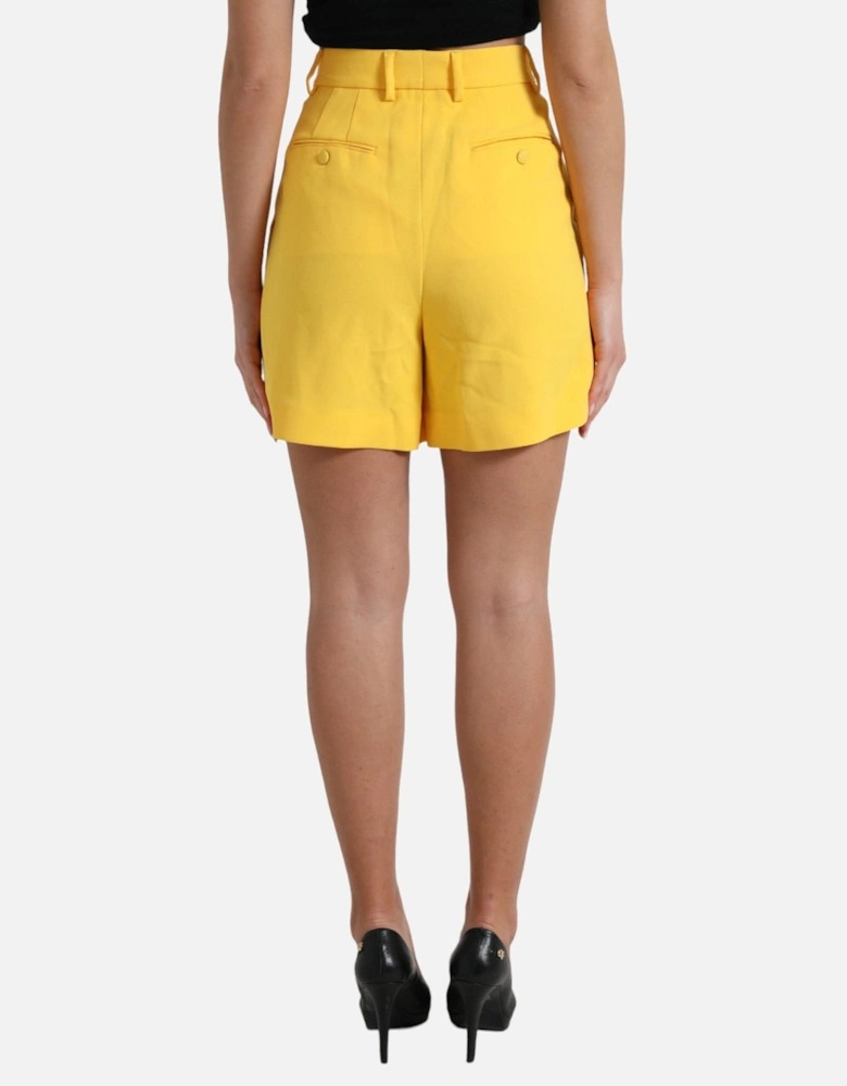 High Waisted Pleated Shorts ModelPAN74916 Women - Yellow