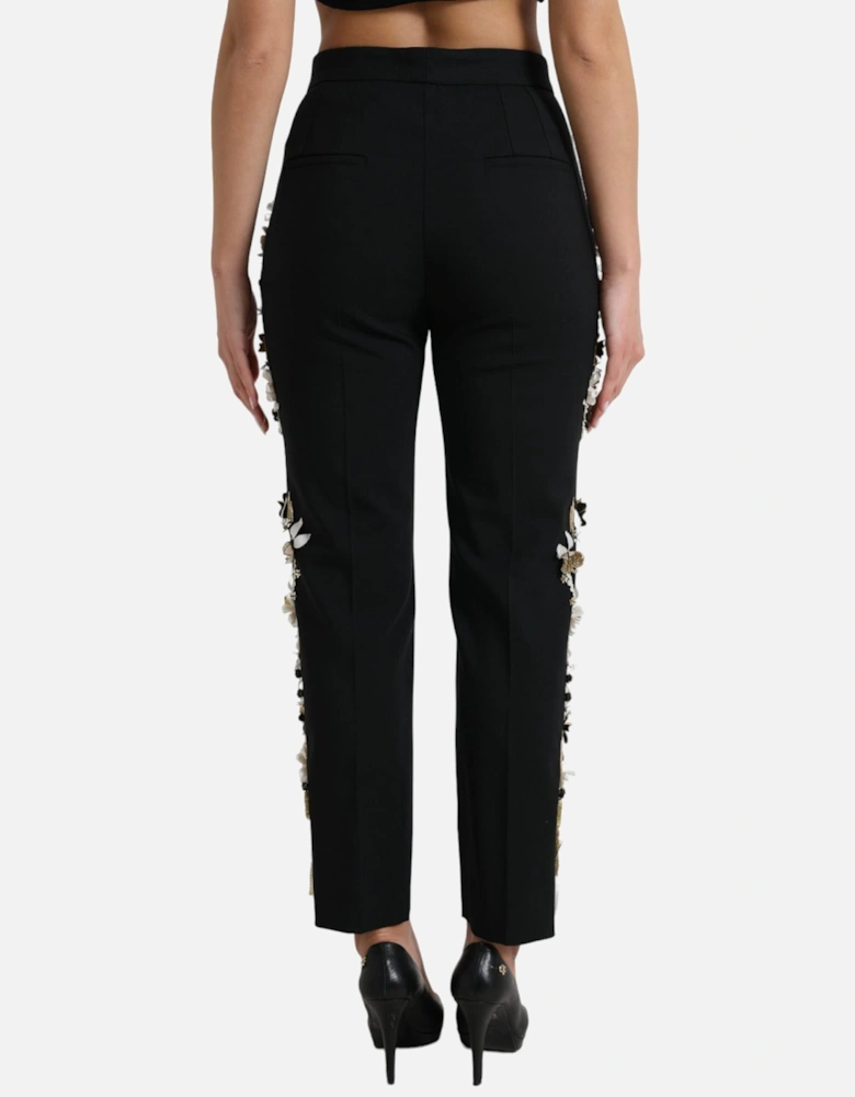 Floral Embellished Trousers Model PAN74947 Women - Black Jeans