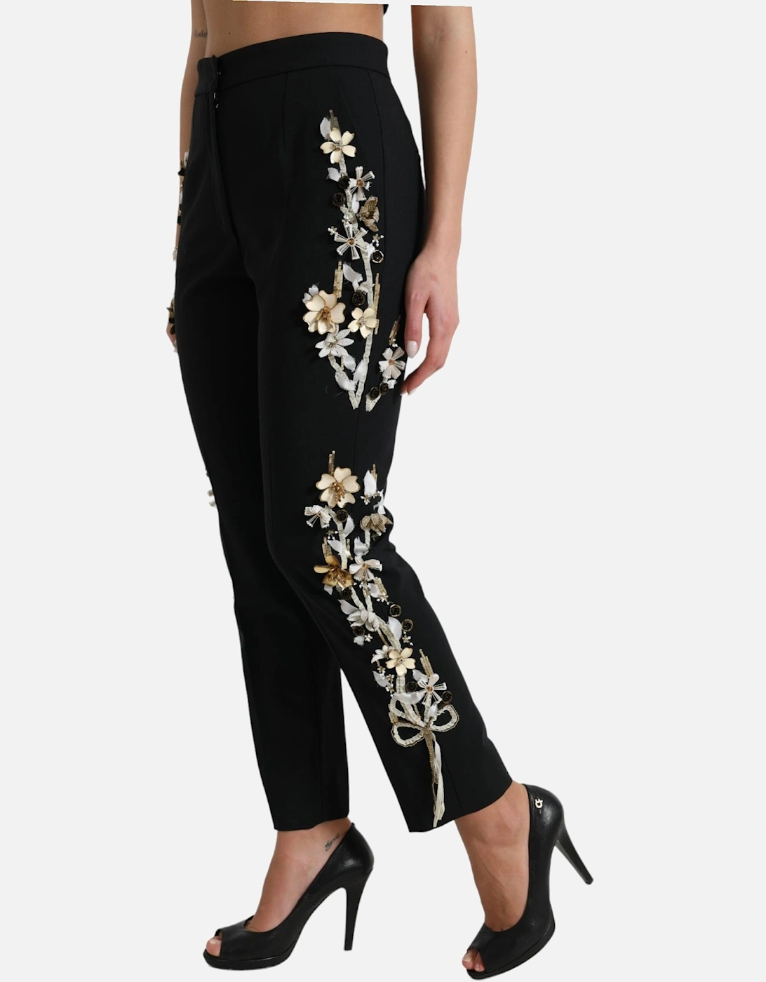 Floral Embellished Trousers Model PAN74947 Women - Black Jeans, 7 of 6