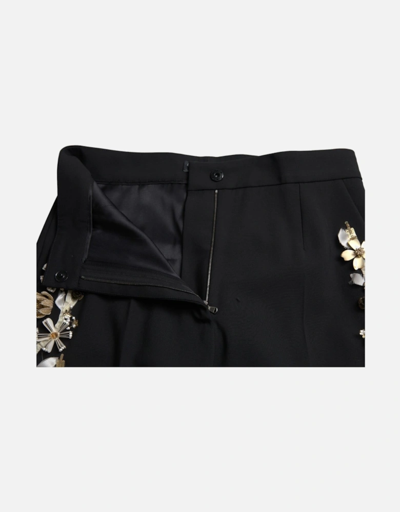 Floral Embellished Trousers Model PAN74947 Women - Black Jeans
