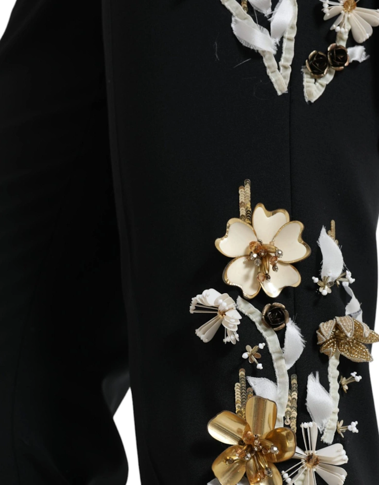 Floral Embellished Trousers Model PAN74947 Women - Black Jeans