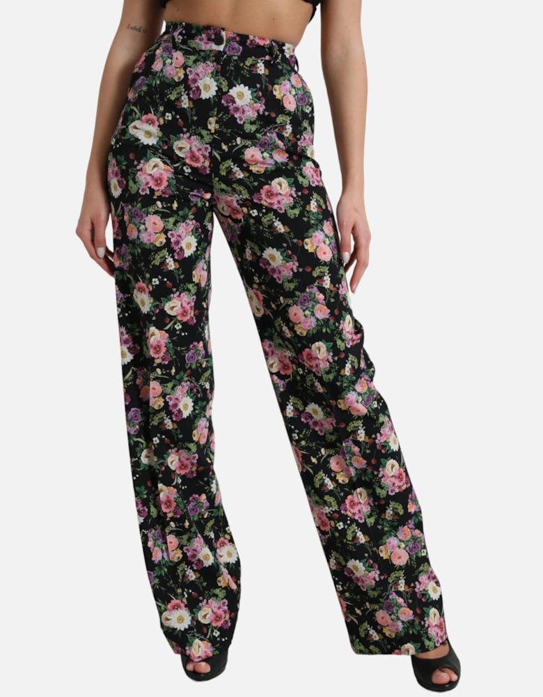 Floral Wide Leg Pants Style 74959 Women - Black Jeans