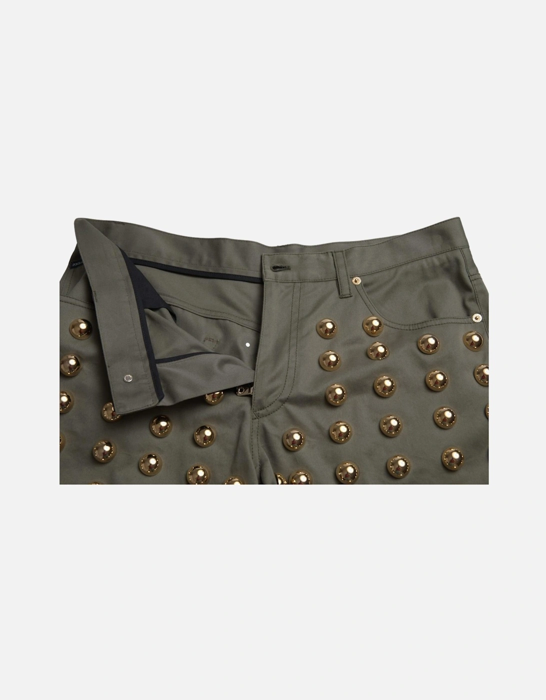 High Waist Embellished Cotton Shorts Women - Green