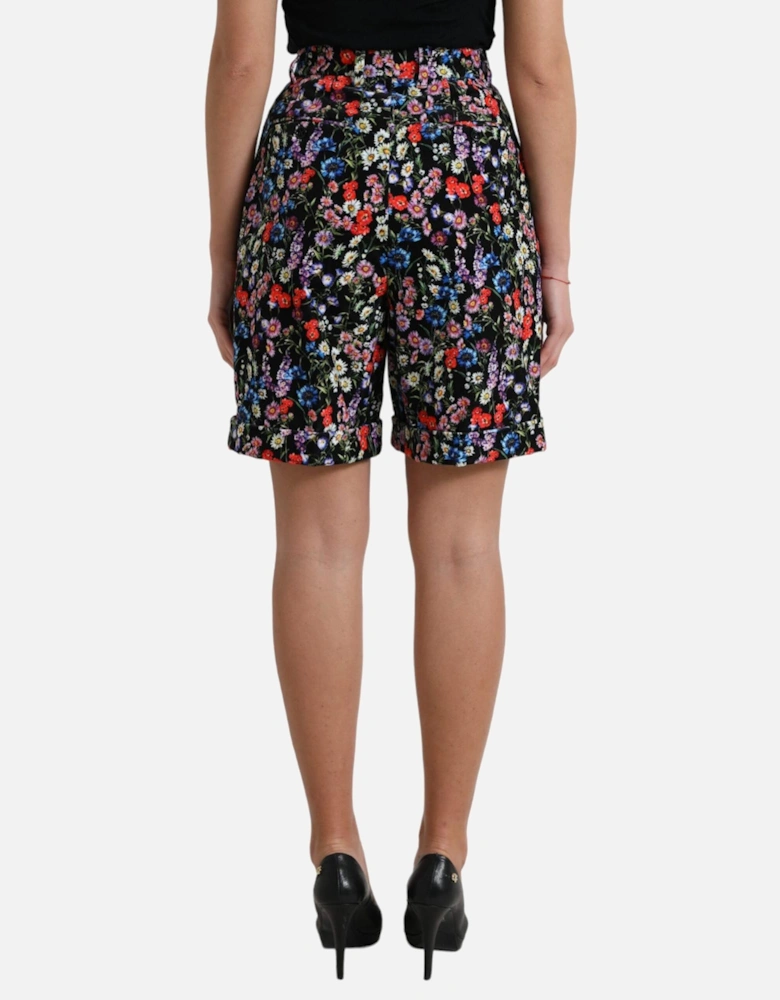 Floral Print HighWaisted Shorts Women - Black