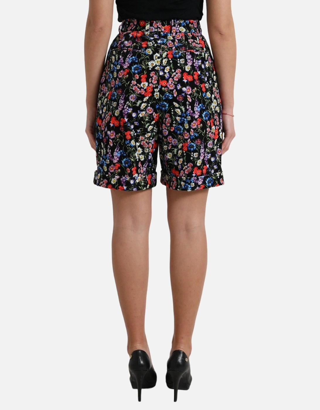 Floral Print HighWaisted Shorts Women - Black