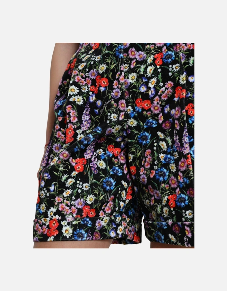 Floral Print HighWaisted Shorts Women - Black
