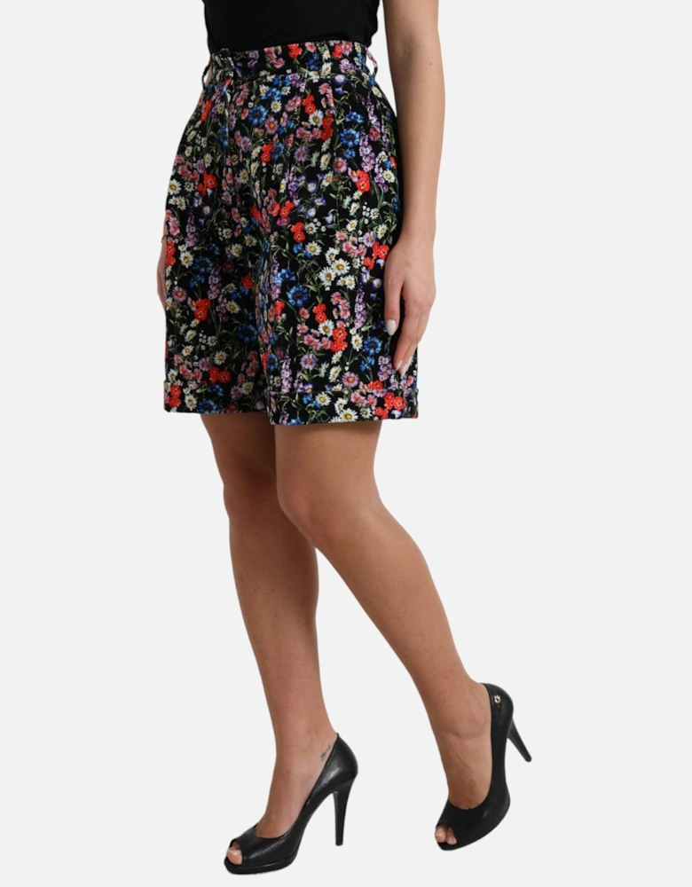 Floral Print HighWaisted Shorts Women - Black