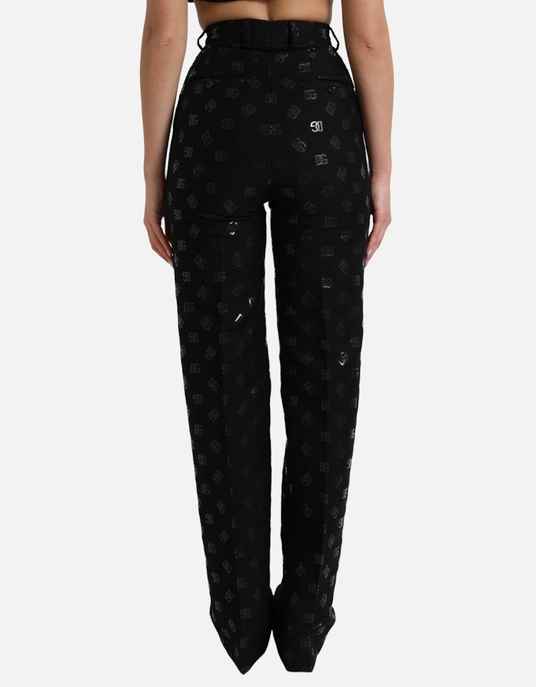 HighWaisted Trousers WideLeg DGEmbroidered Women - Black Jeans