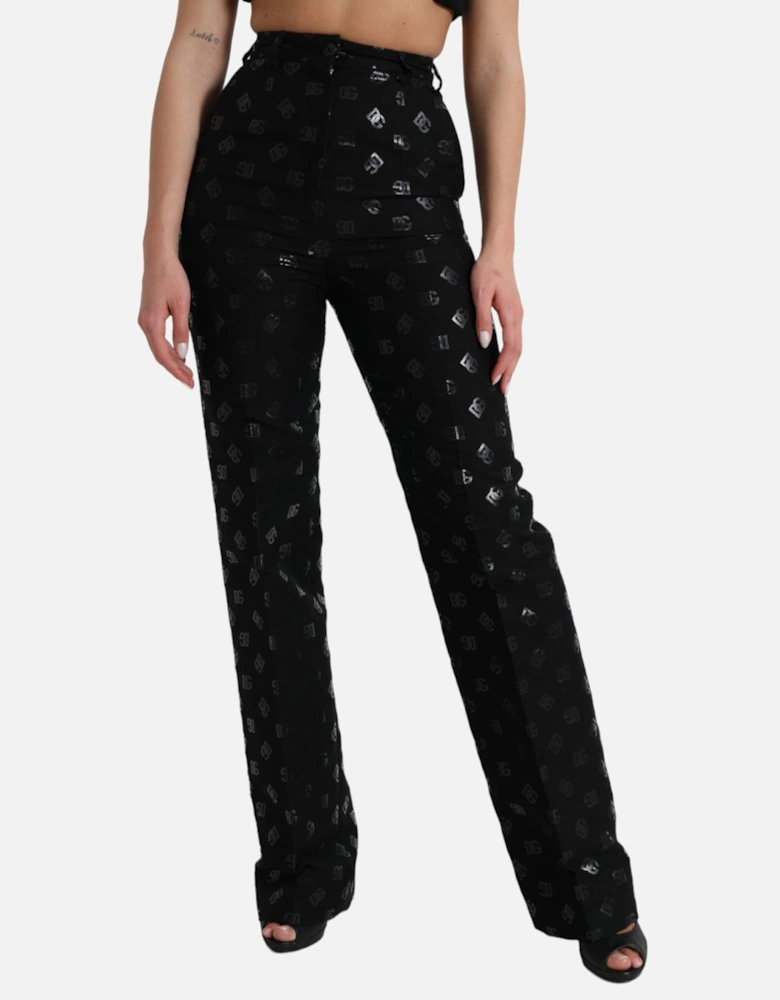 HighWaisted Trousers WideLeg DGEmbroidered Women - Black Jeans