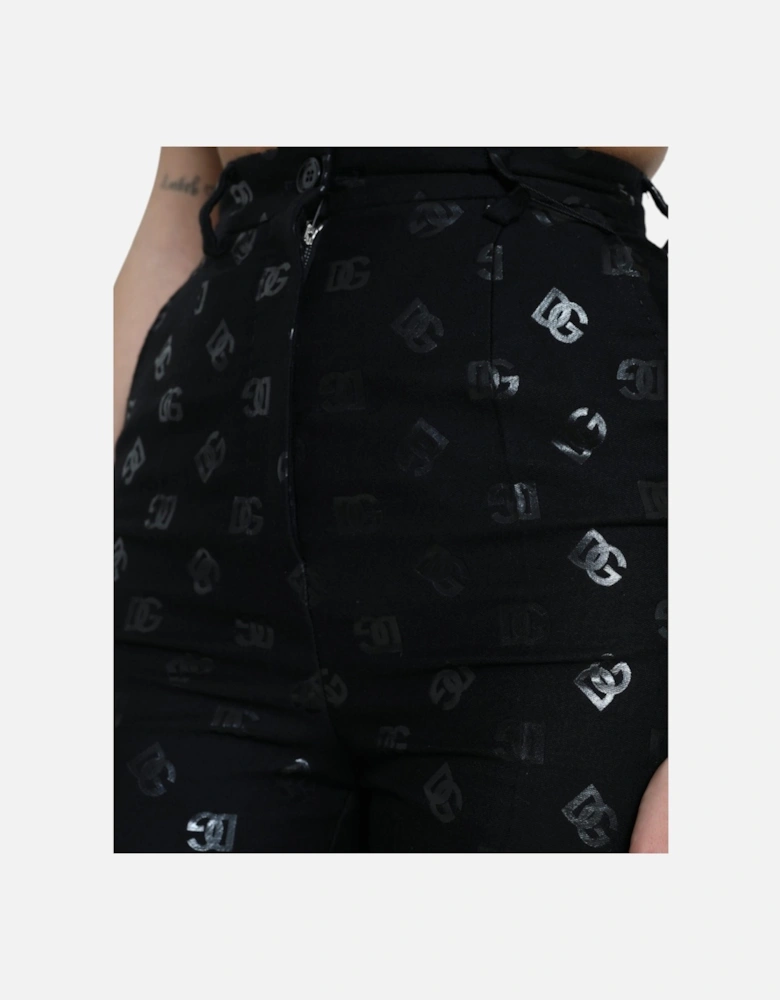 HighWaisted Trousers WideLeg DGEmbroidered Women - Black Jeans