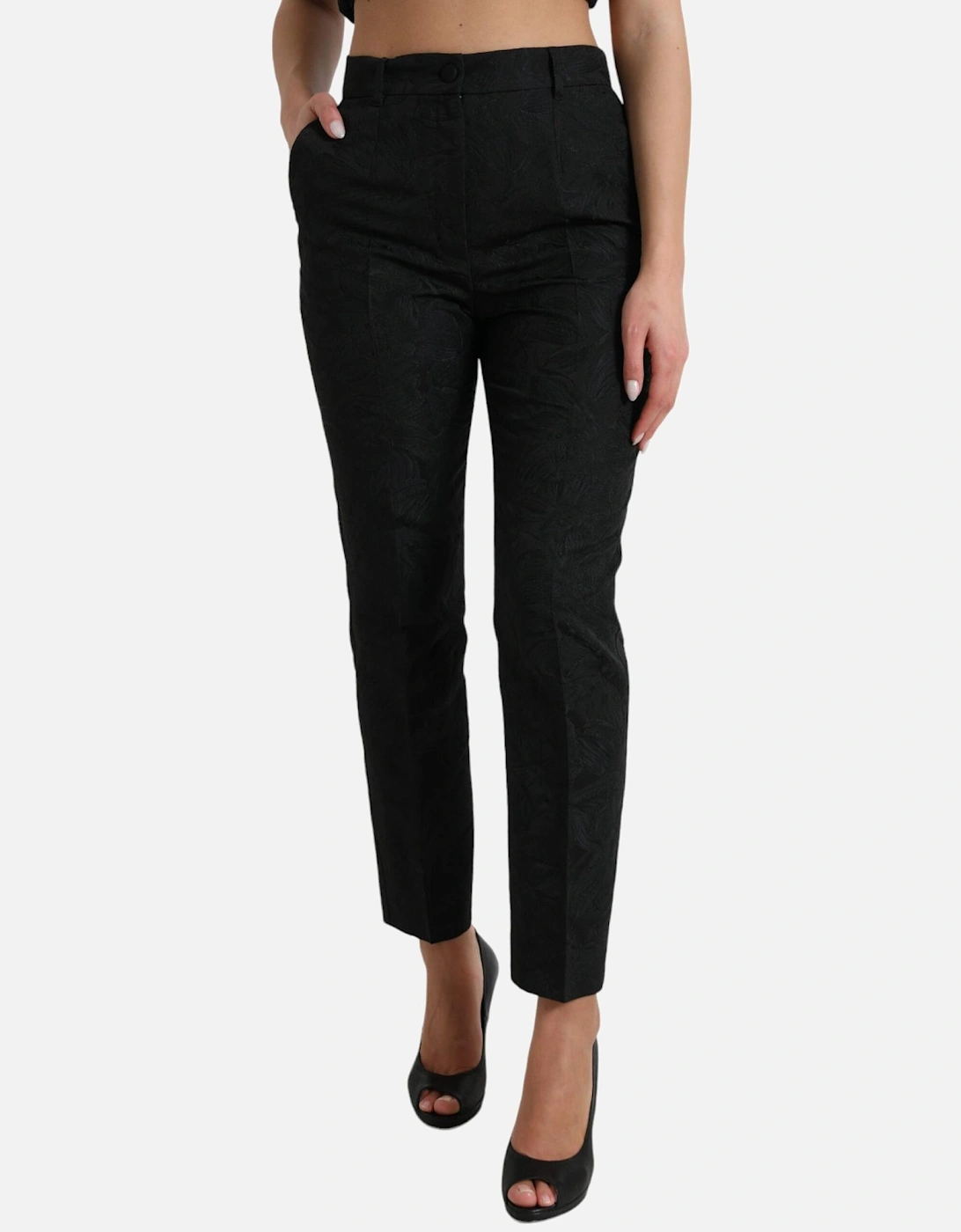 Floral Brocade Trousers StraightLeg Women - Black Jeans, 6 of 5