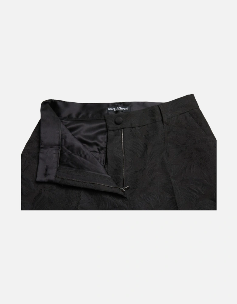 Floral Brocade Trousers StraightLeg Women - Black Jeans