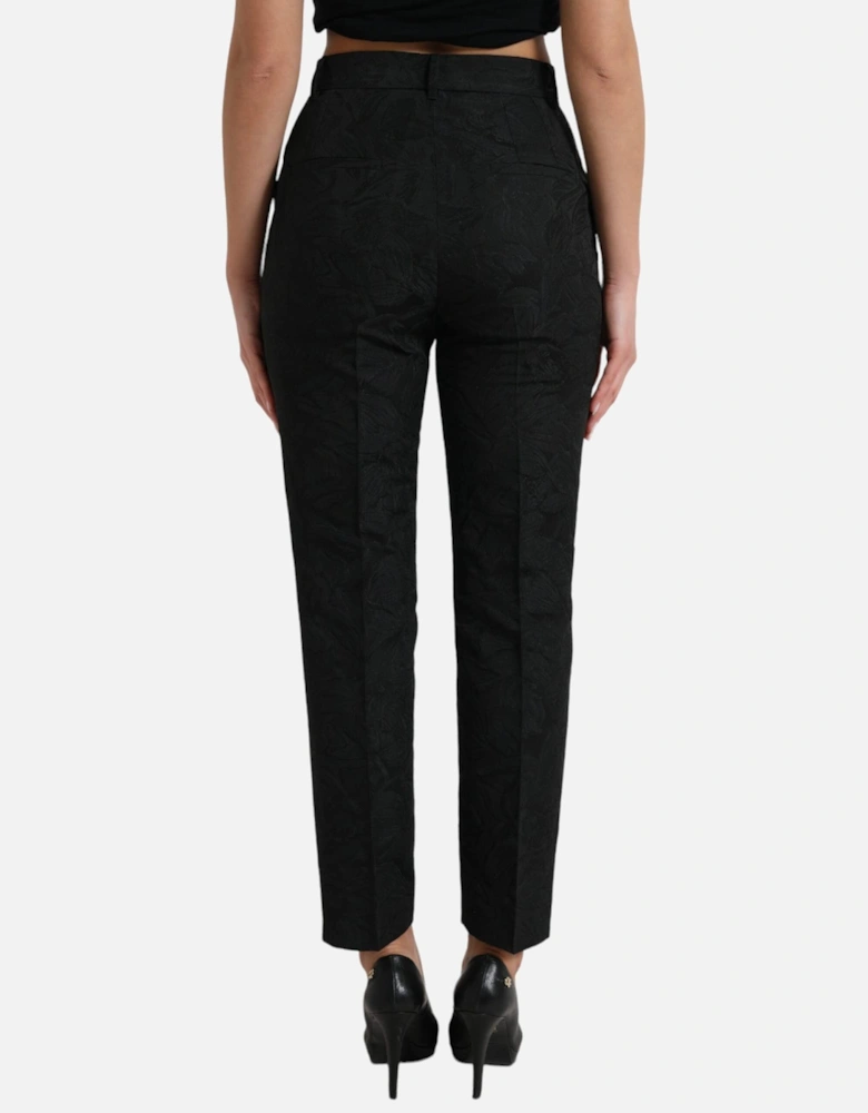 Floral Brocade Trousers StraightLeg Women - Black Jeans