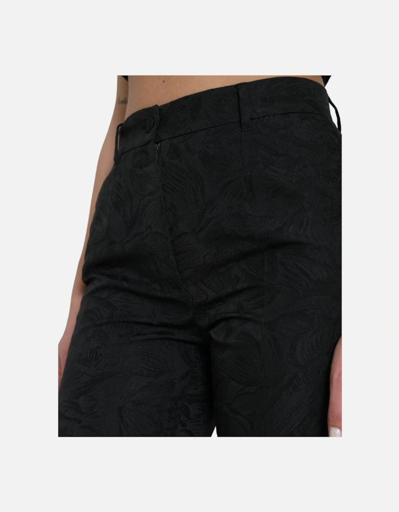 Floral Brocade Trousers StraightLeg Women - Black Jeans