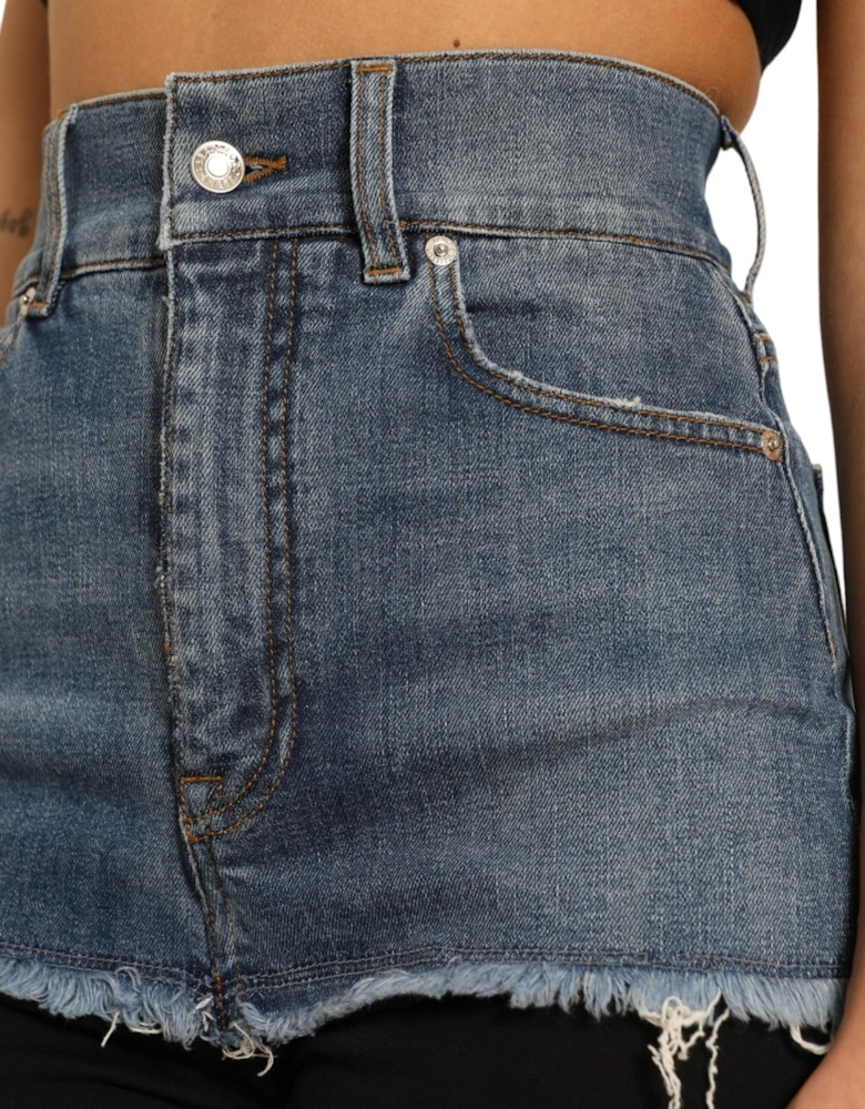 HighWaisted Denim Shorts Trousers Women - Black And Blue Jeans