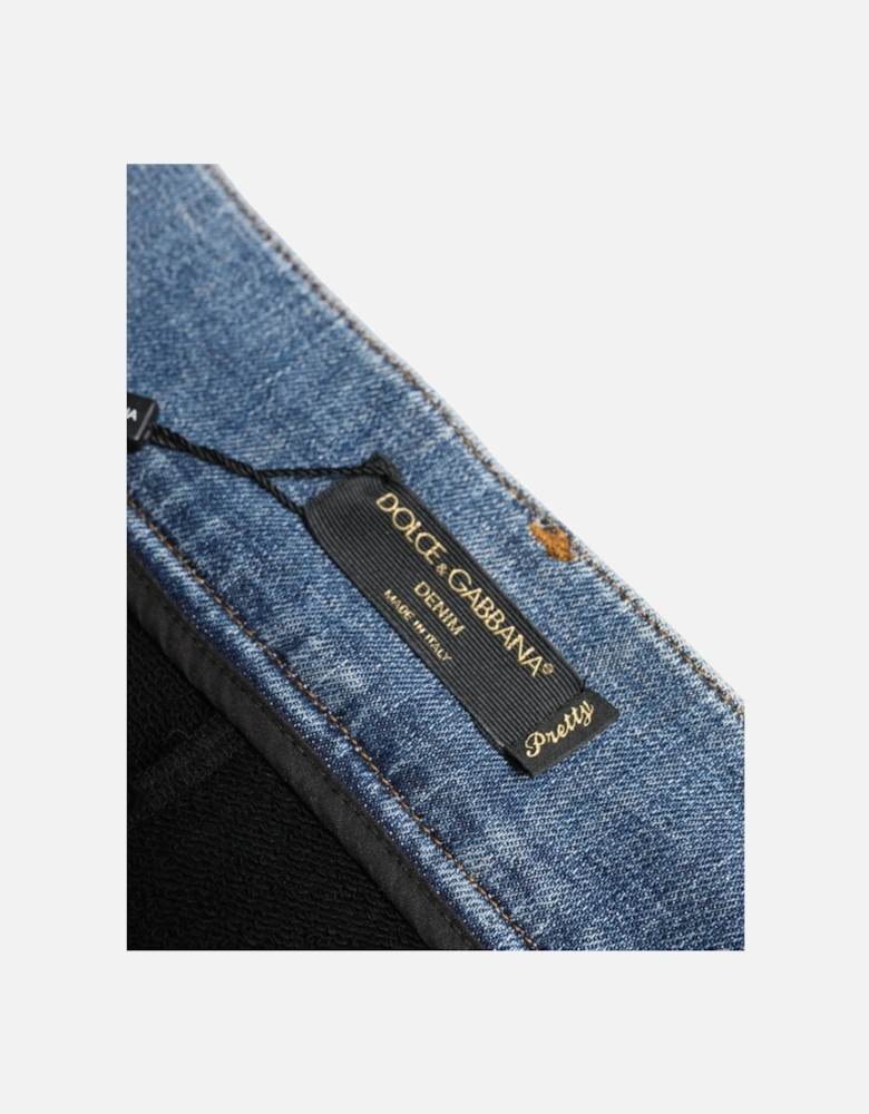 HighWaisted Denim Shorts Trousers Women - Black And Blue Jeans