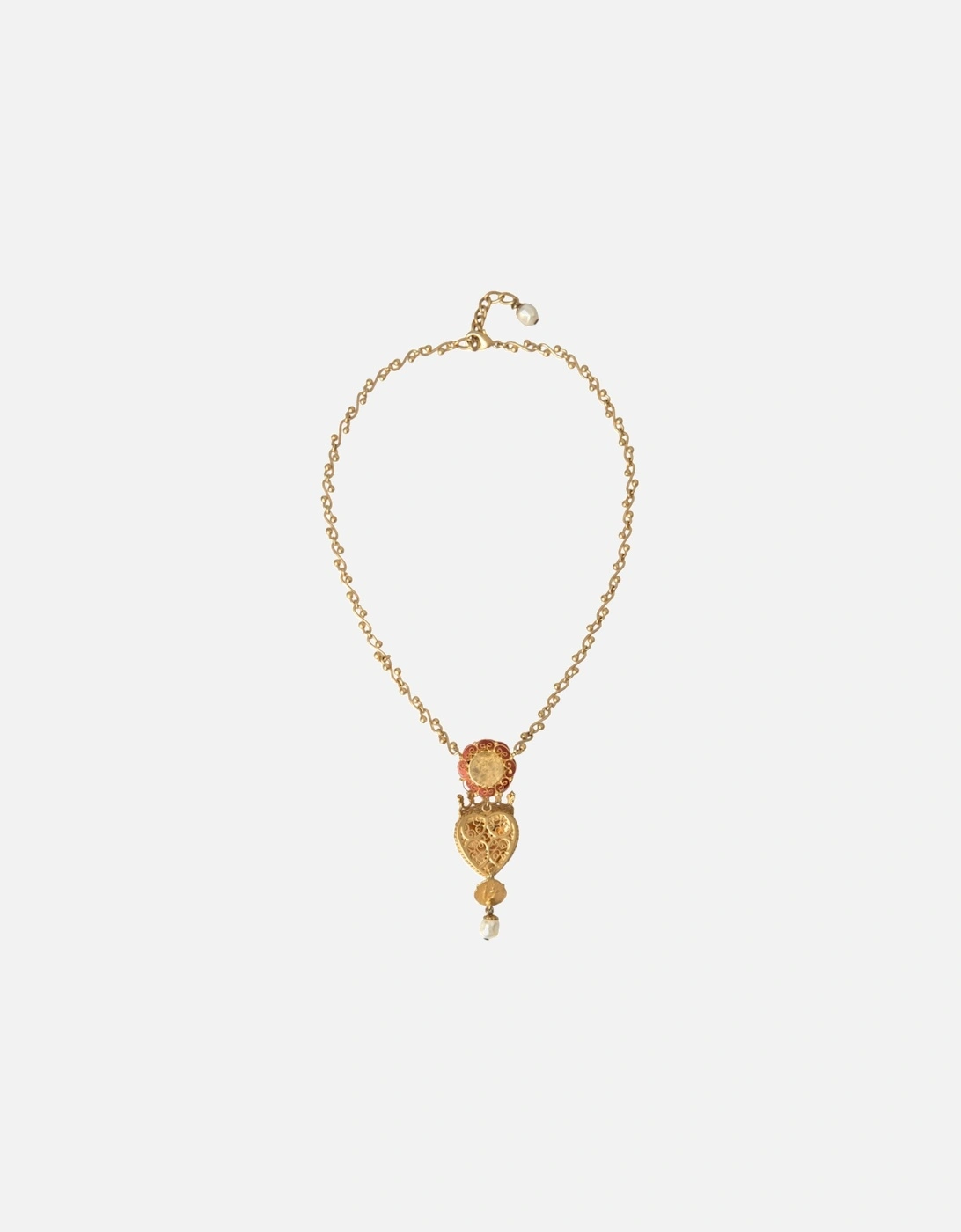 Gold Crystal Statement Necklace with Red Accents Women