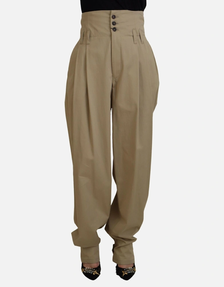 HighWaist Pleated Trousers PT0178 Women - Brown Jeans