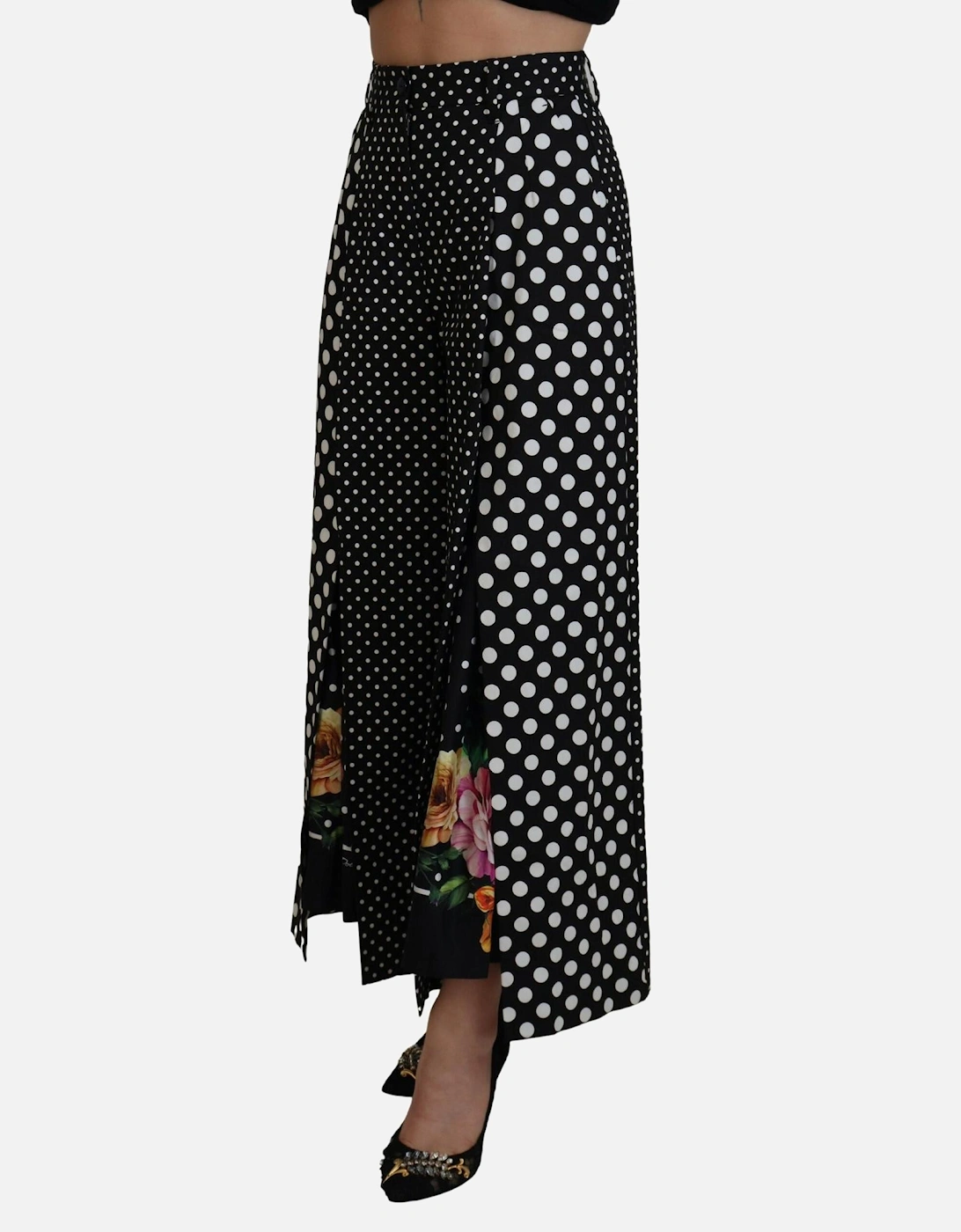 Polka Dot Culotte Pants Floral Print Women - Multicolor Jeans