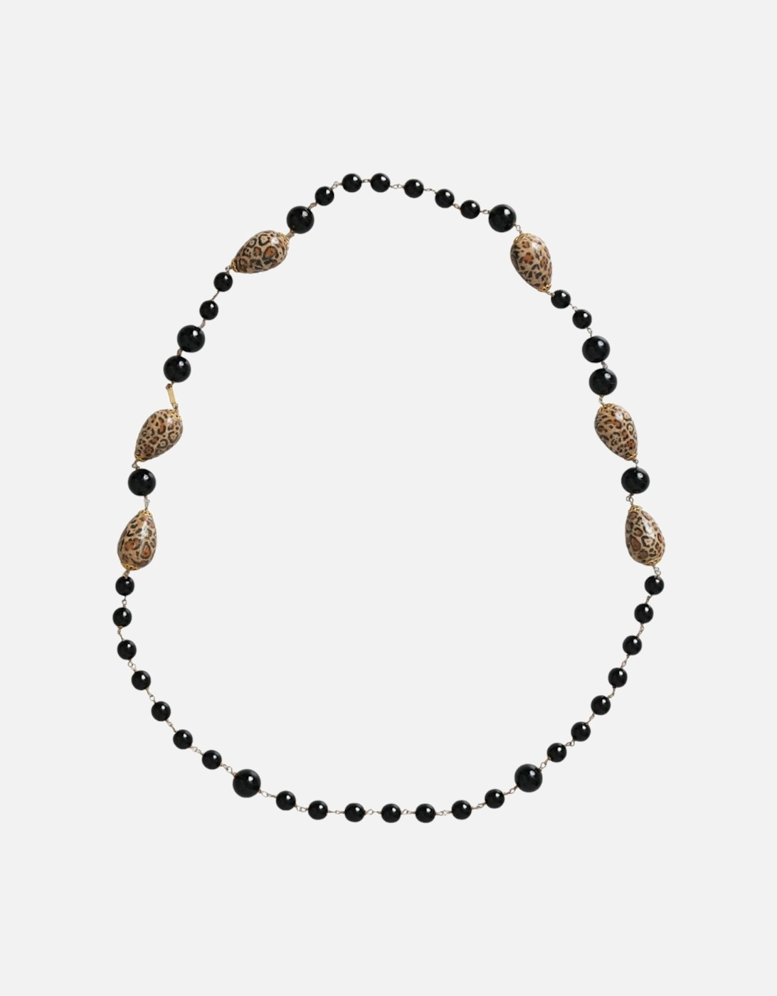 Gold-tone Beaded Necklace with Printed Beads Women - Gold Black, 5 of 4