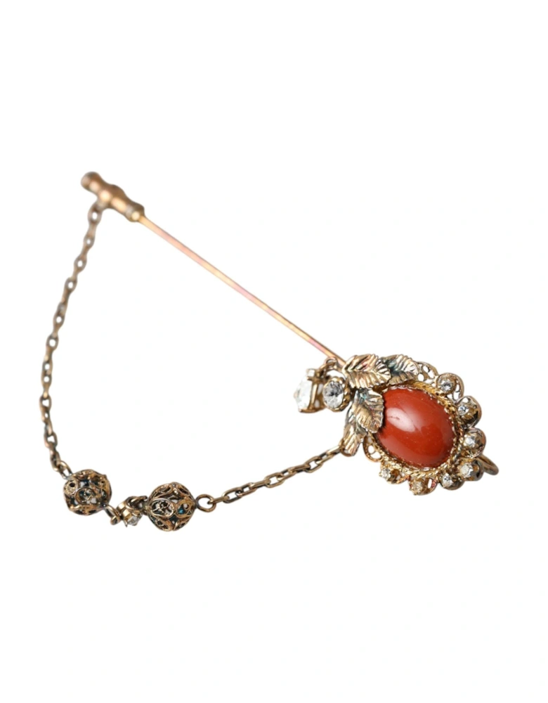 Embellished Sterling Silver Pin Brooch Women - Gold Brooches
