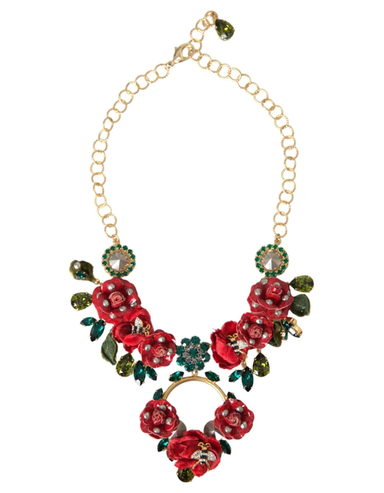 Crystal Embellished Fashion Statement Necklace Women - Gold