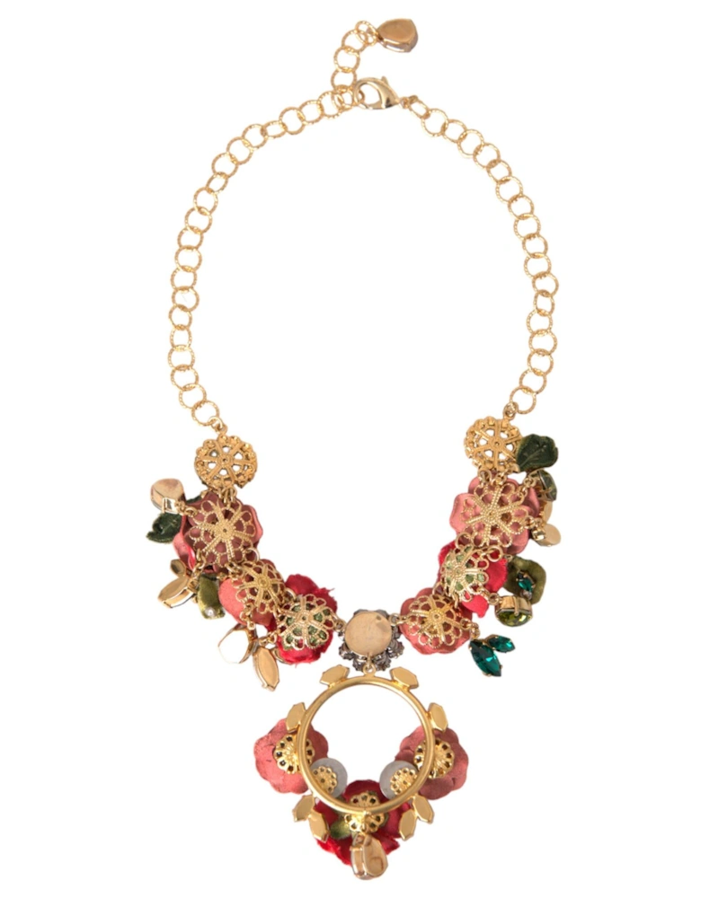 Crystal Embellished Fashion Statement Necklace Women - Gold