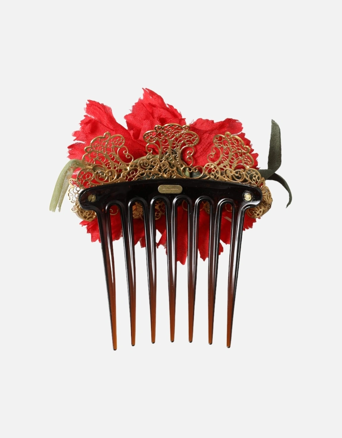 Silk Floral Hair Comb with Logo Details Women - Red Miscellaneous