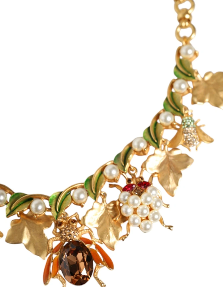 Embellished Gold-Tone Necklace with Insect Details Women