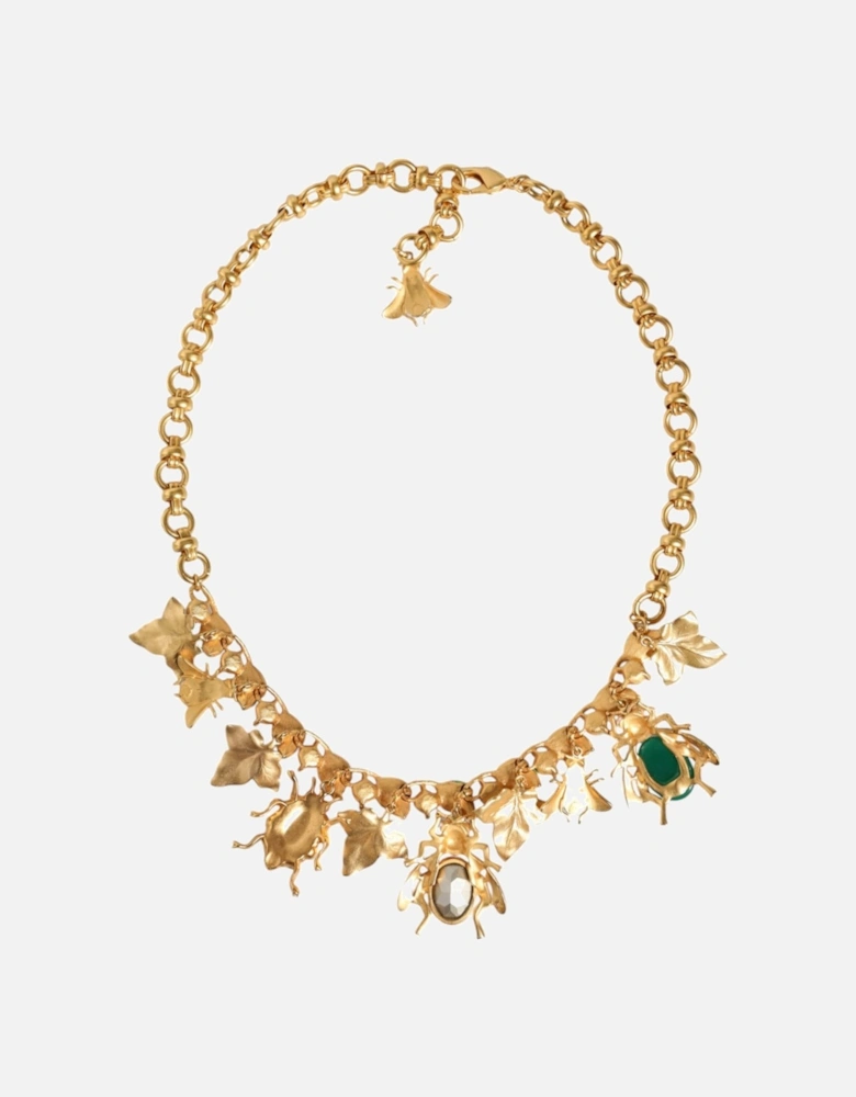 Embellished Gold-Tone Necklace with Insect Details Women