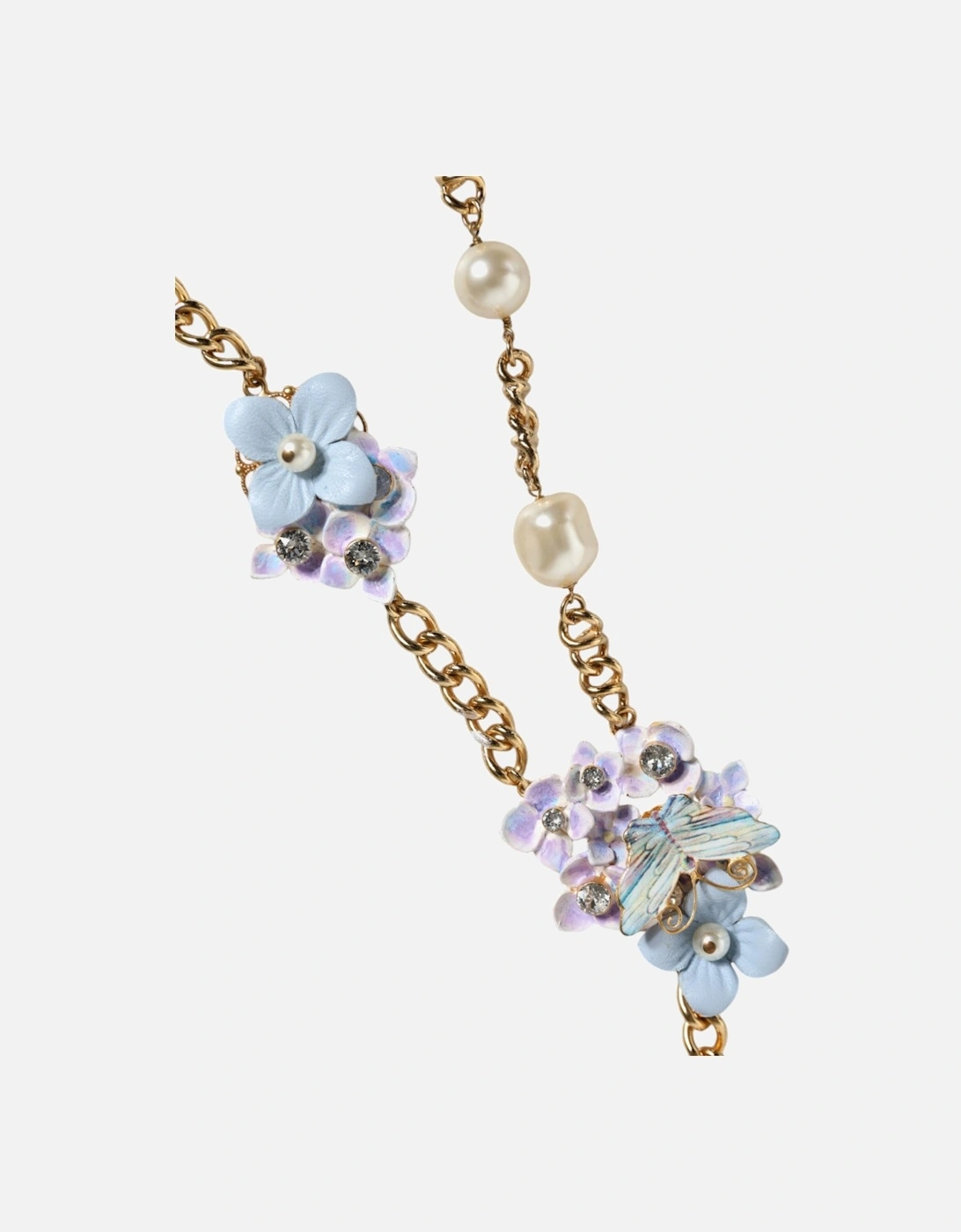 Embellished Layered Chain Necklace with Clear Crystals Women - Gold