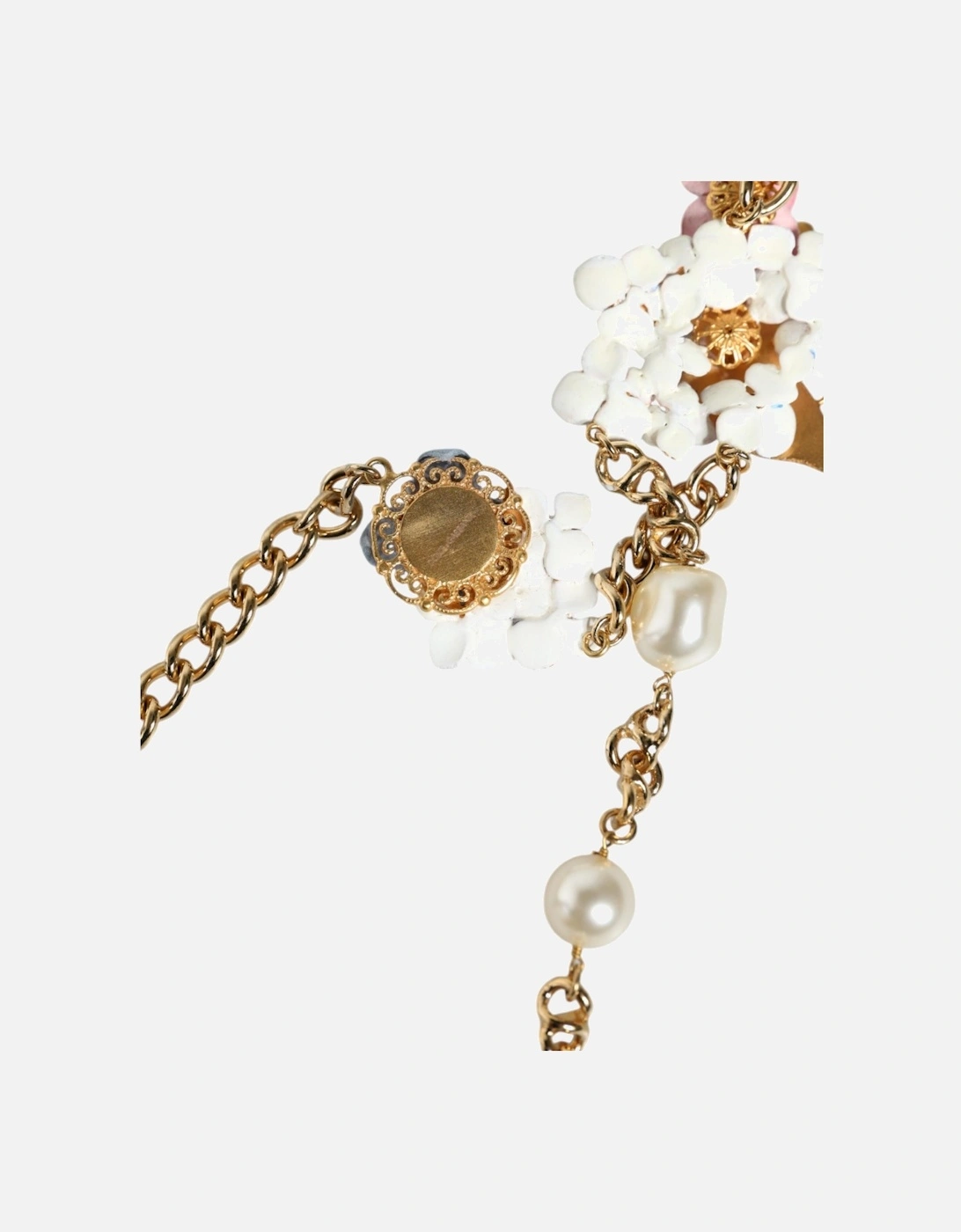 Embellished Layered Chain Necklace with Clear Crystals Women - Gold