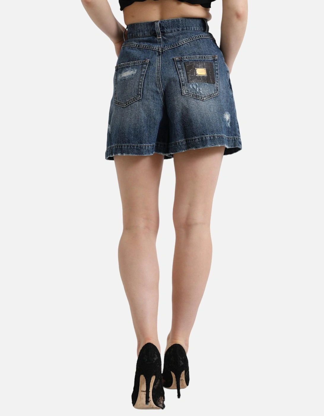 HighWaisted Distressed Denim Shorts Women - Blue