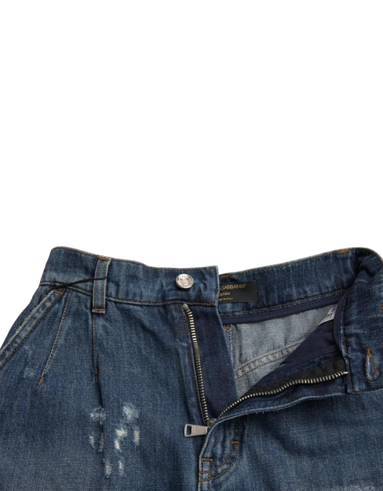 HighWaisted Distressed Denim Shorts Women - Blue