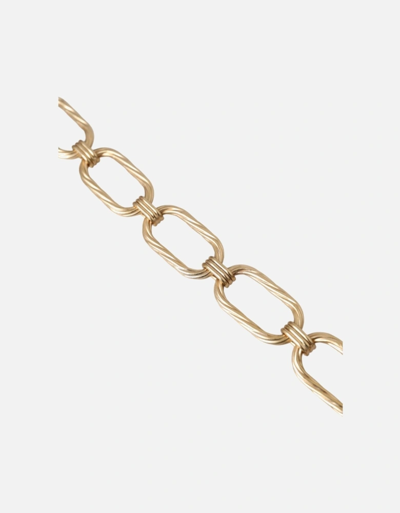 Gold Chain Link Necklace with Logo Detail by Italian Designer Women