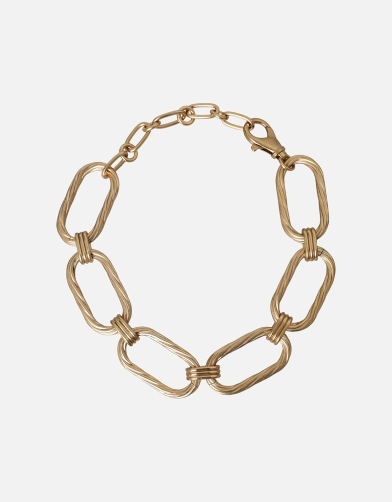 Gold Chain Link Necklace with Logo Detail by Italian Designer Women