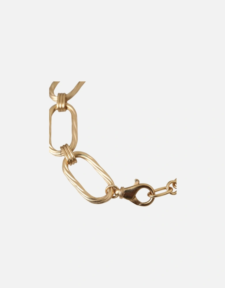 Gold Chain Link Necklace with Logo Detail by Italian Designer Women