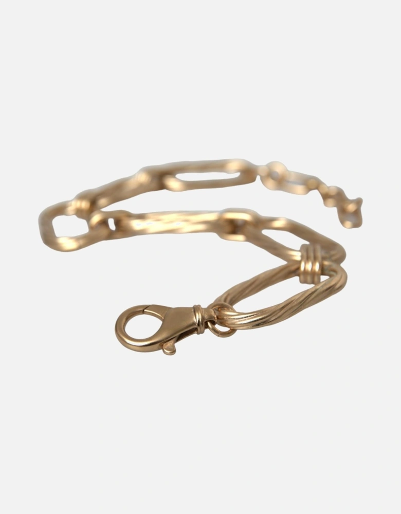 Gold Chain Link Necklace with Logo Detail by Italian Designer Women