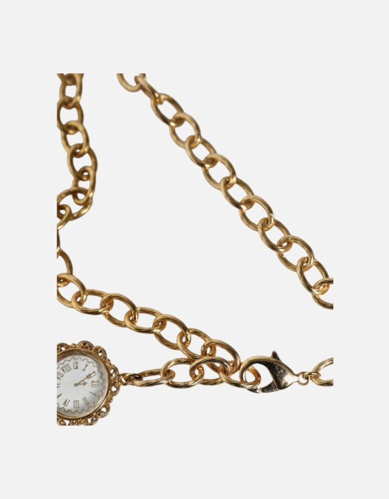 Clock Watch Statement Necklace Women - Gold