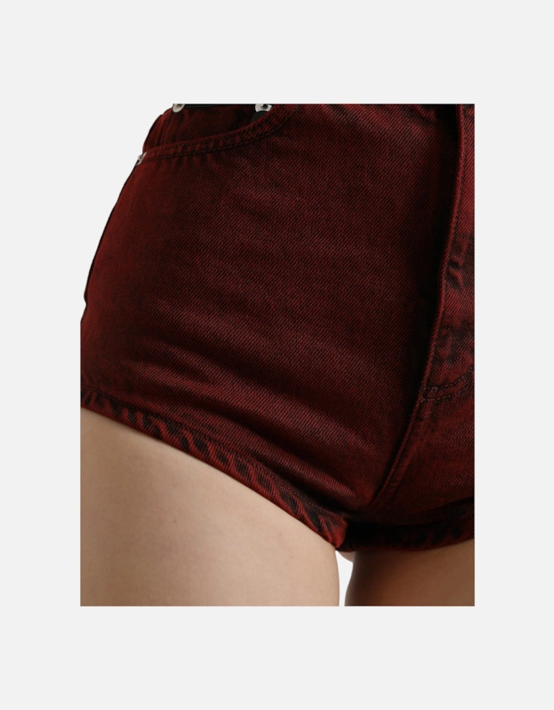 HighWaisted Denim Shorts PAN74903 Women - Red