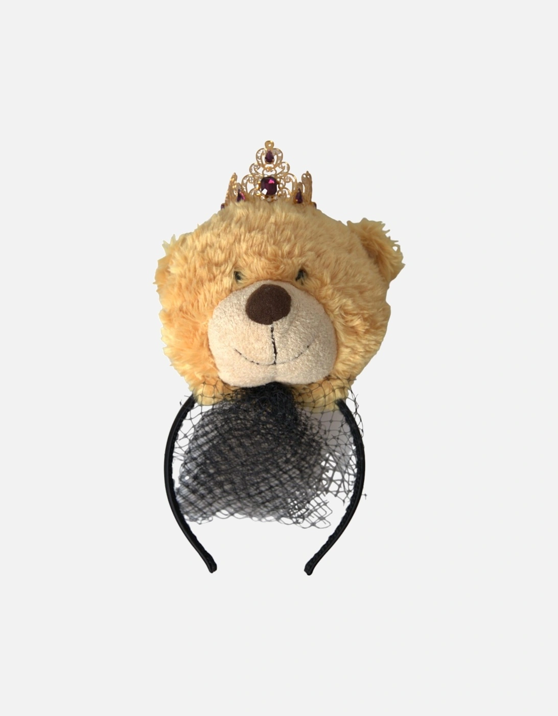 Womens Dolce & Gabbana Bear Headband with Crown and Veil - Brown - Size: ONE size