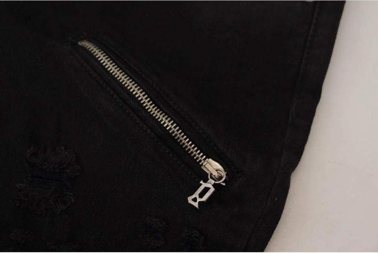Distressed Detail Skinny Jeans Black Women Jeans