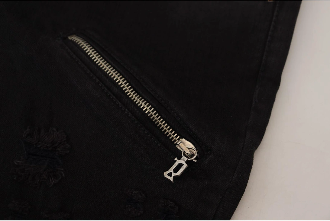 Distressed Detail Skinny Jeans Black Women Jeans