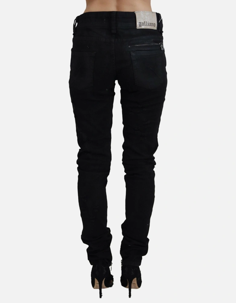 Distressed Detail Skinny Jeans Black Women Jeans
