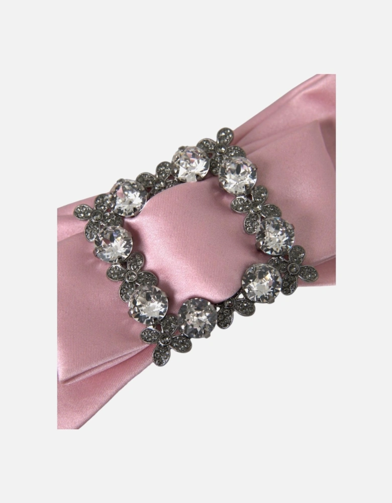 Embellished Silk Hair Pin with Crystal Detailing Women - Pink Brooches