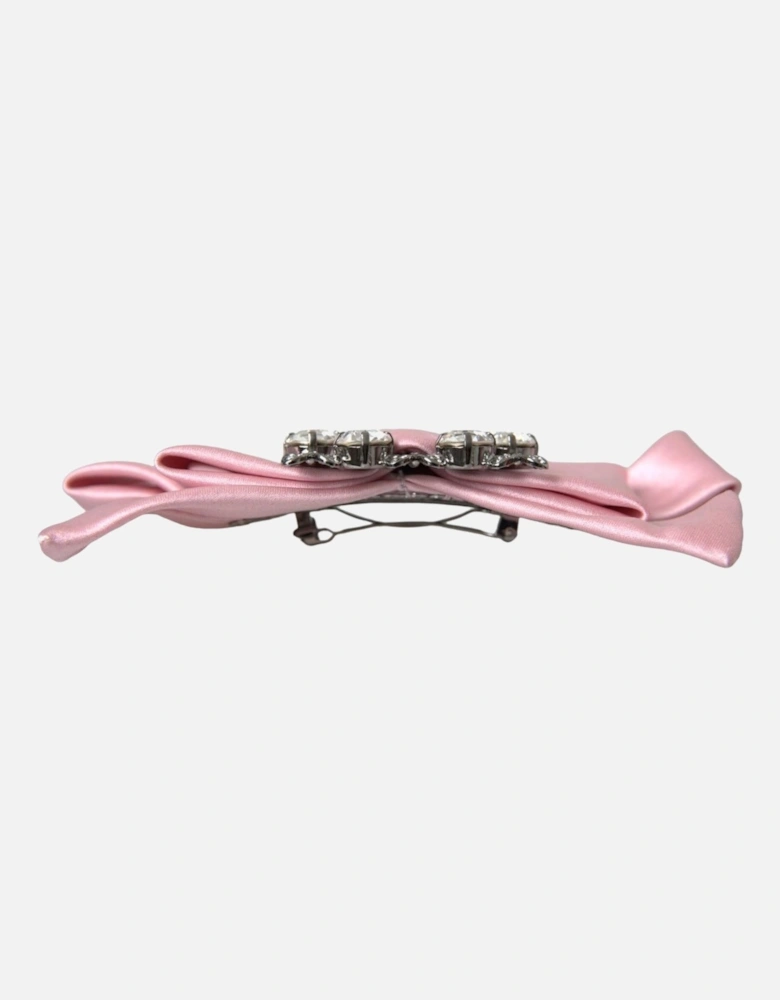 Embellished Silk Hair Pin with Crystal Detailing Women - Pink Brooches