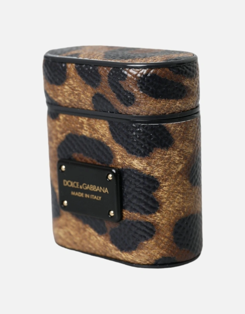 Silicone Airpods Case with Calf Leather Details Women - Brown