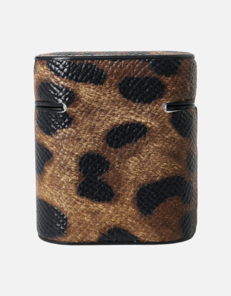 Silicone Airpods Case with Calf Leather Details Women - Brown