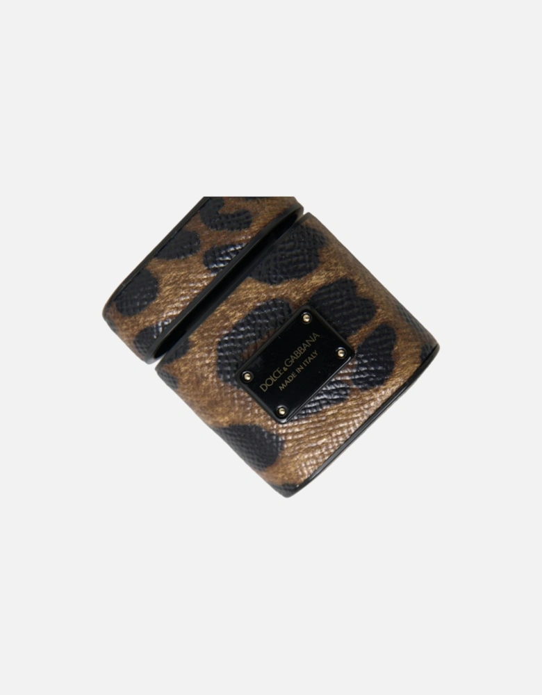 Silicone Airpods Case with Calf Leather Details Women - Brown