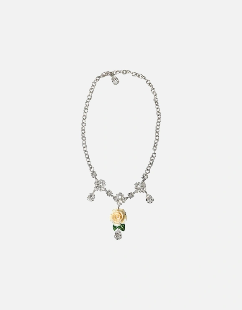 Floral Crystal Statement Necklace with Lobster Clasp Closure Women -
